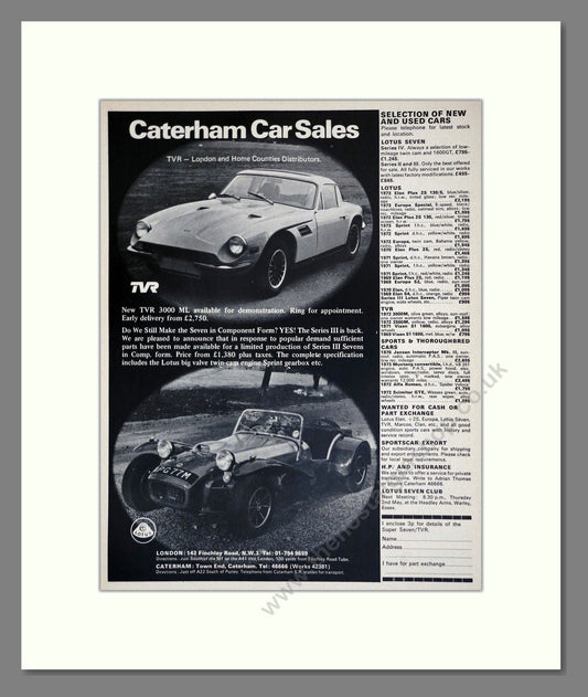 TVR - 3000 ML. Vintage Advert 1974 (ref AD61810)