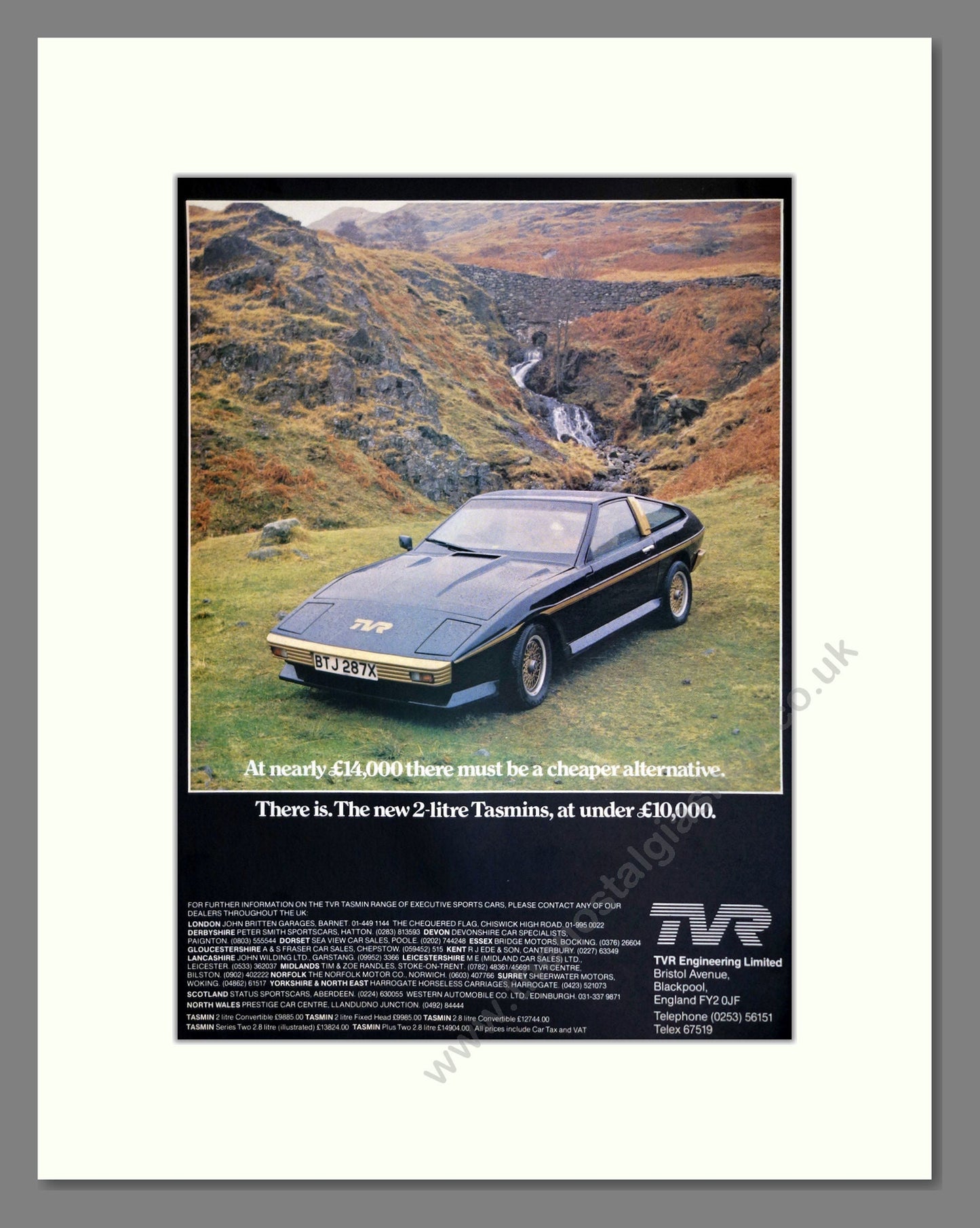 TVR - Tasmin. Vintage Advert 1982 (ref AD61812)