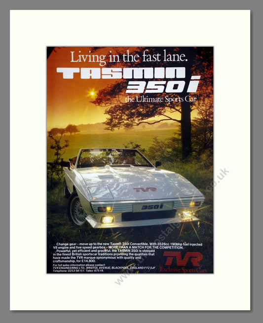 TVR - Tasmin. Vintage Advert 1983 (ref AD61814)