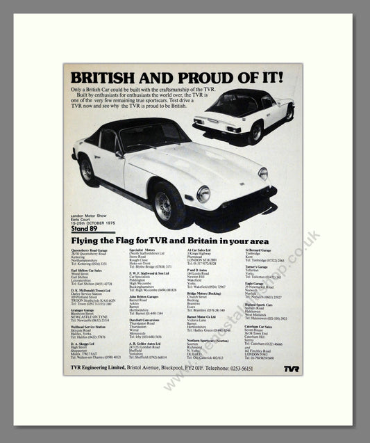 TVR - Motor Show. Vintage Advert 1975 (ref AD61823)