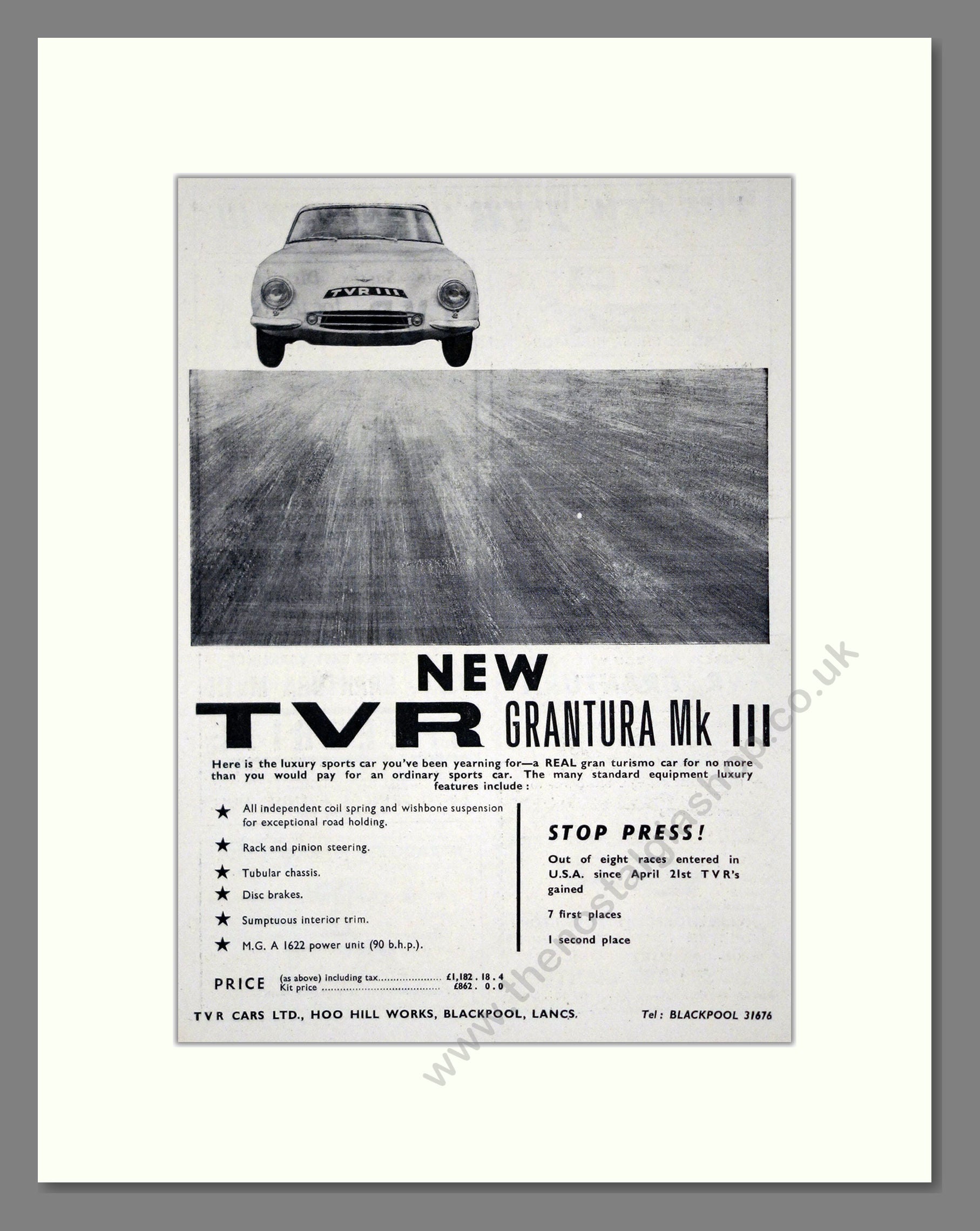 TVR - Grantura Mk III. Vintage Advert 1962 (ref AD61826)