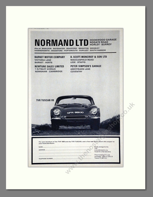 TVR - Tuscan V8. Vintage Advert 1967 (ref AD61827)