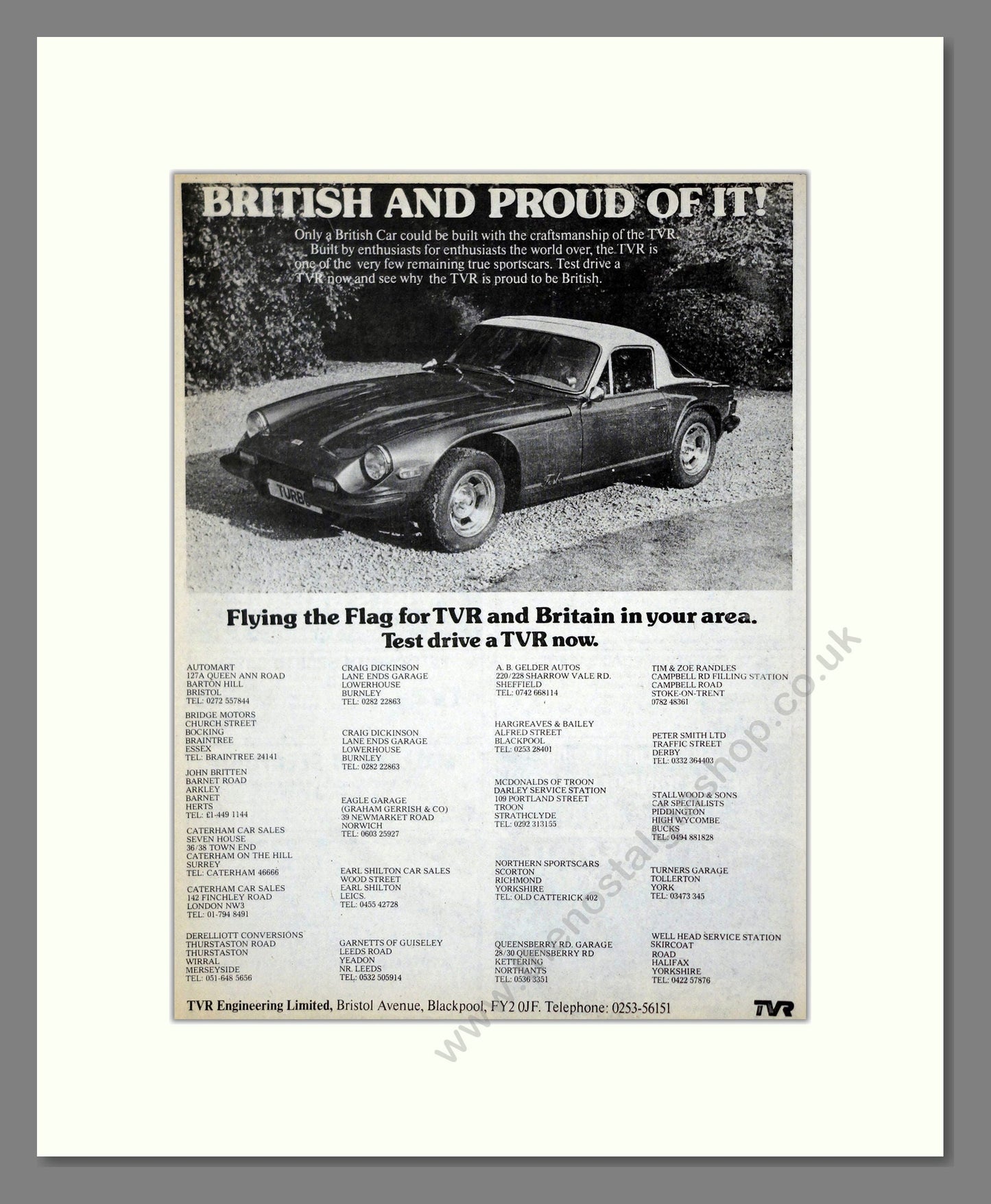 TVR - British And Proud Of It. Vintage Advert 1976 (ref AD61828)