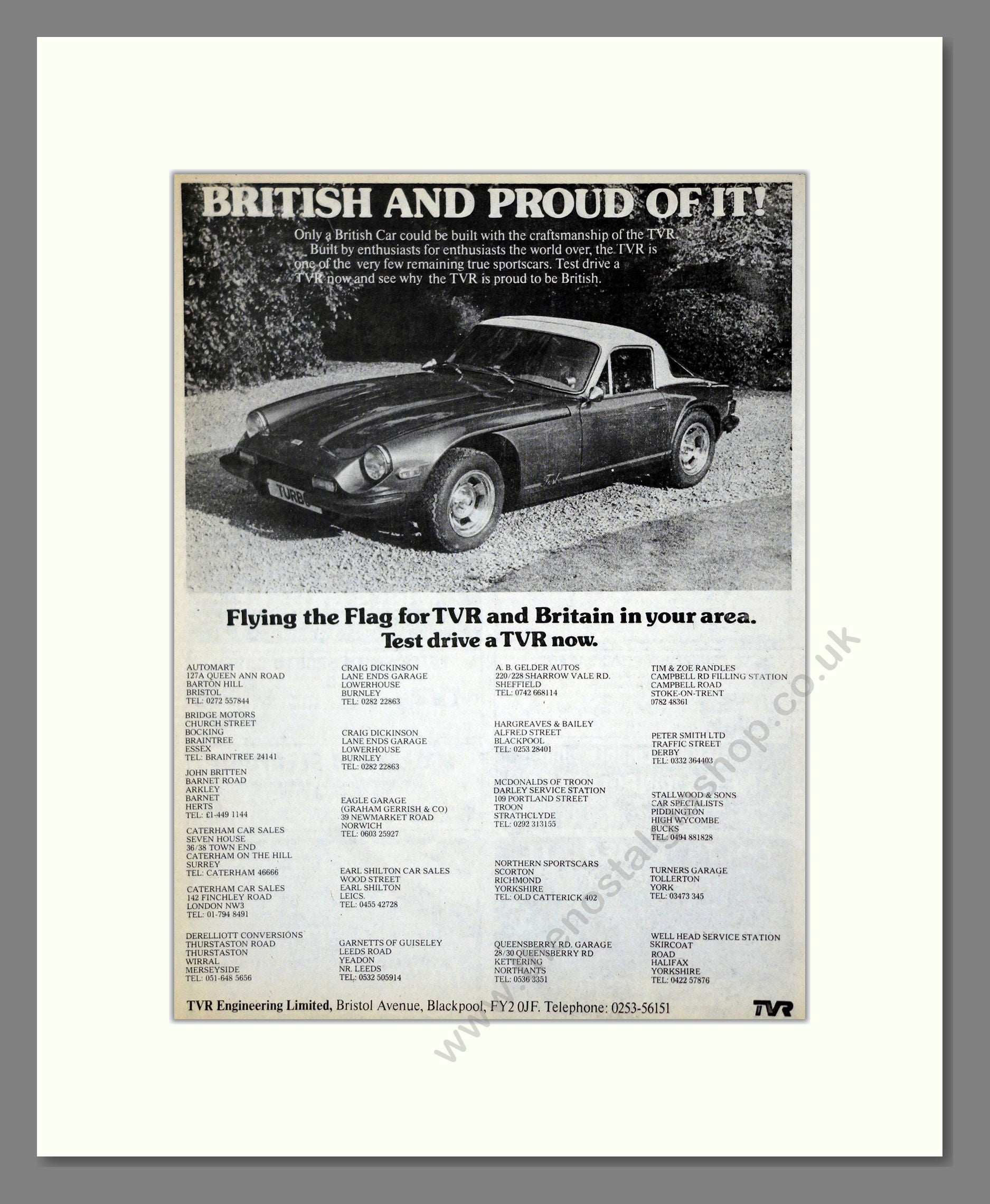 TVR - British And Proud Of It. Vintage Advert 1976 (ref AD61828)