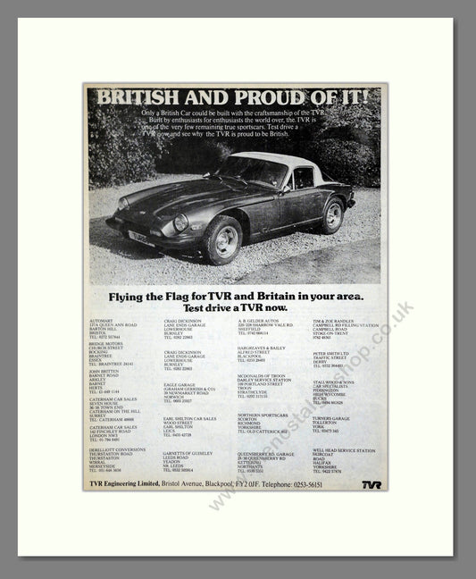 TVR - British And Proud Of It. Vintage Advert 1976 (ref AD61828)