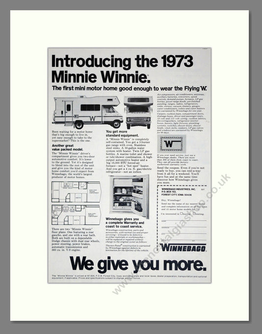 Winnebego - Minnie Winnie. Vintage Advert 1973 (ref AD61833)
