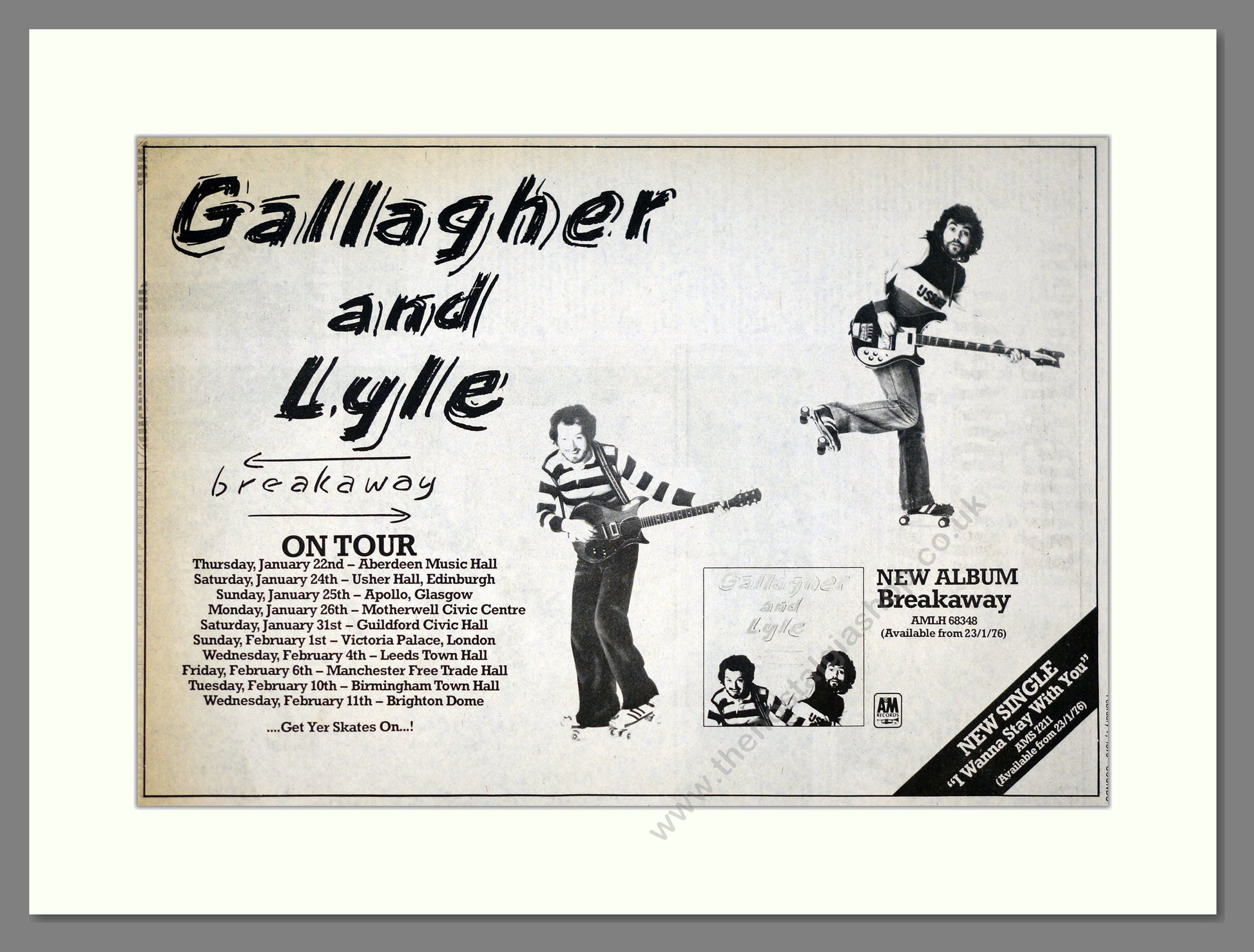 Gallagher And Lyle - Breakaway (UK Tour). Vintage Advert 1976 (ref AD17659)