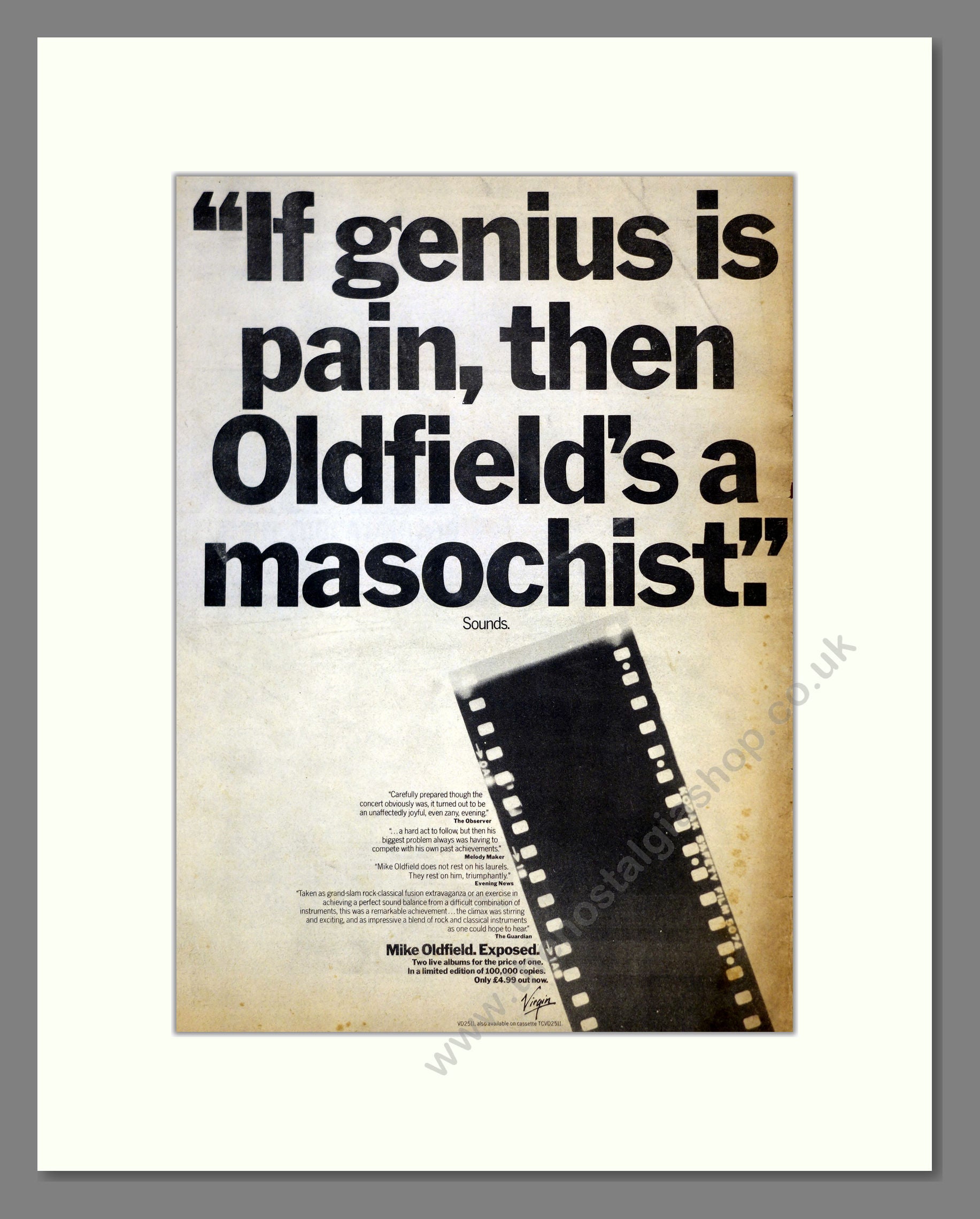 Mike Oldfield - Exposed. Vintage Advert 1979 (ref AD17683)