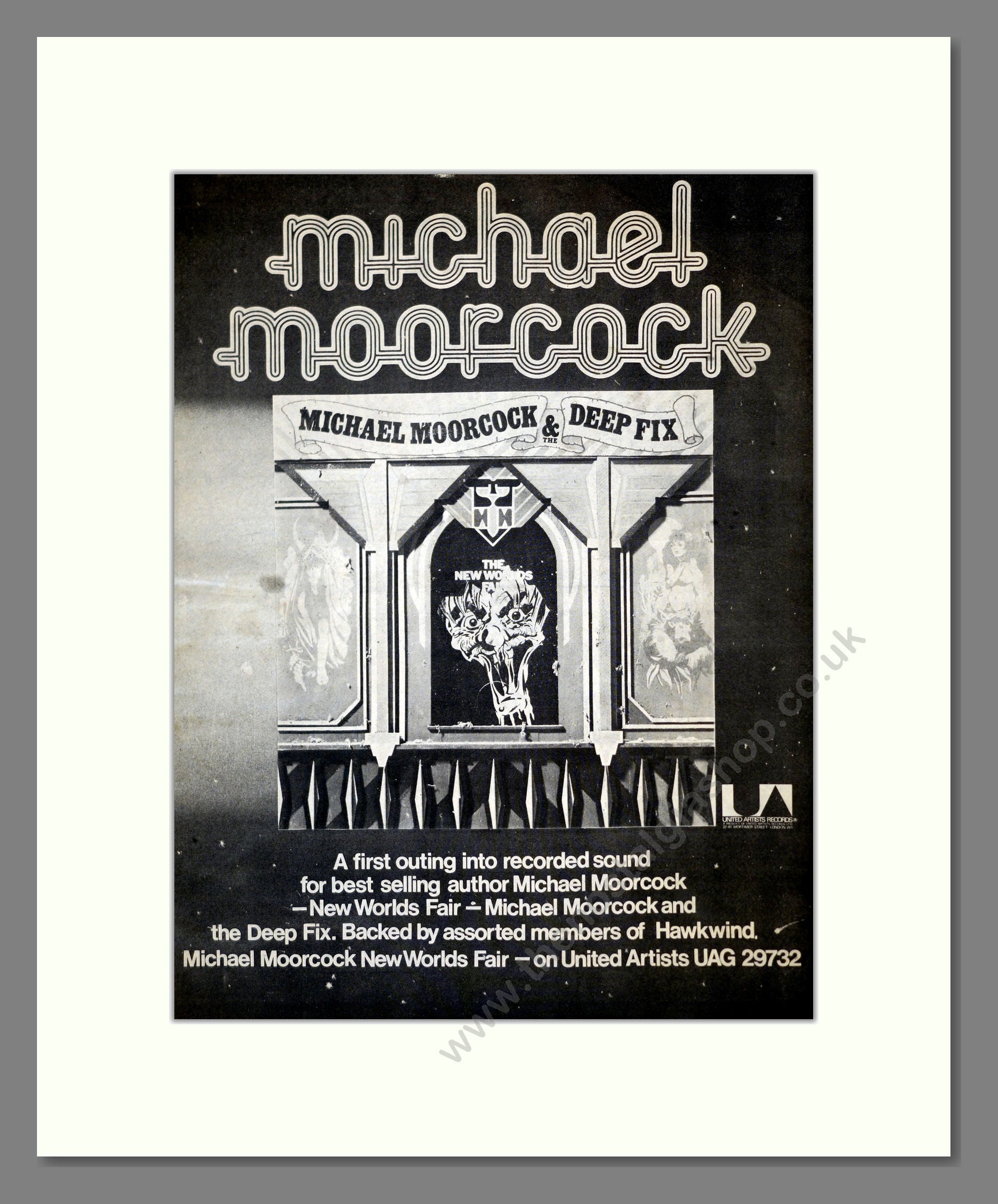 Michael Moorcock - New Worlds Fair. Vintage Advert 1975 (ref AD17702)