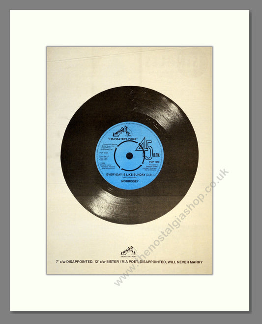 Morrissey - Every Day Is Like Sunday. Vintage Advert 1988 (ref AD17710)