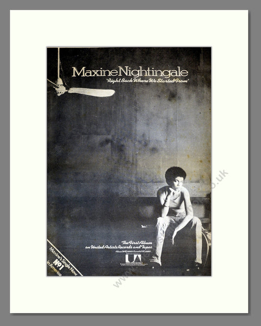 Maxine Nightingale - Right Back Where We Started From. Vintage Advert 1976 (ref AD17741)