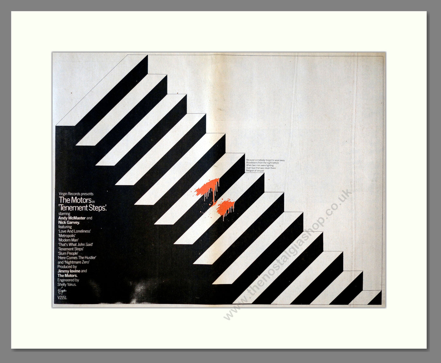 Motors (The) - Tenament Steps. Vintage Advert 1980 (ref AD17747)