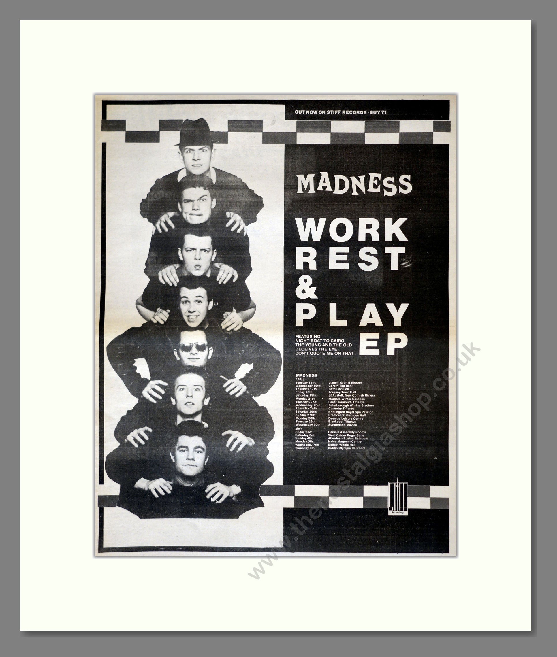 Madness - Work Rest And Play. Vintage Advert 1980 (ref AD17748)