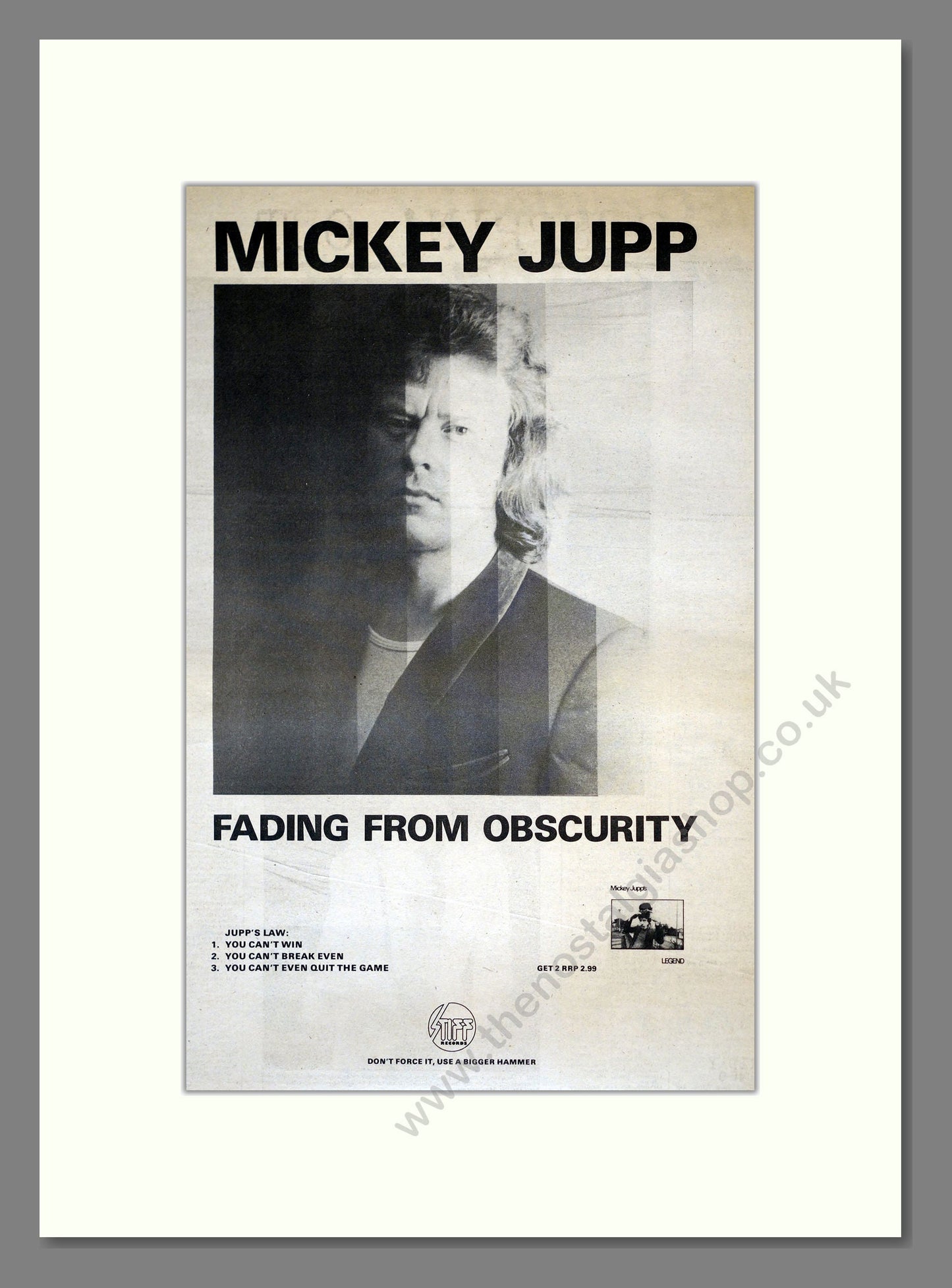 Mickey Jupp - Fading From Obscurity. Vintage Advert 1978 (ref AD17763)