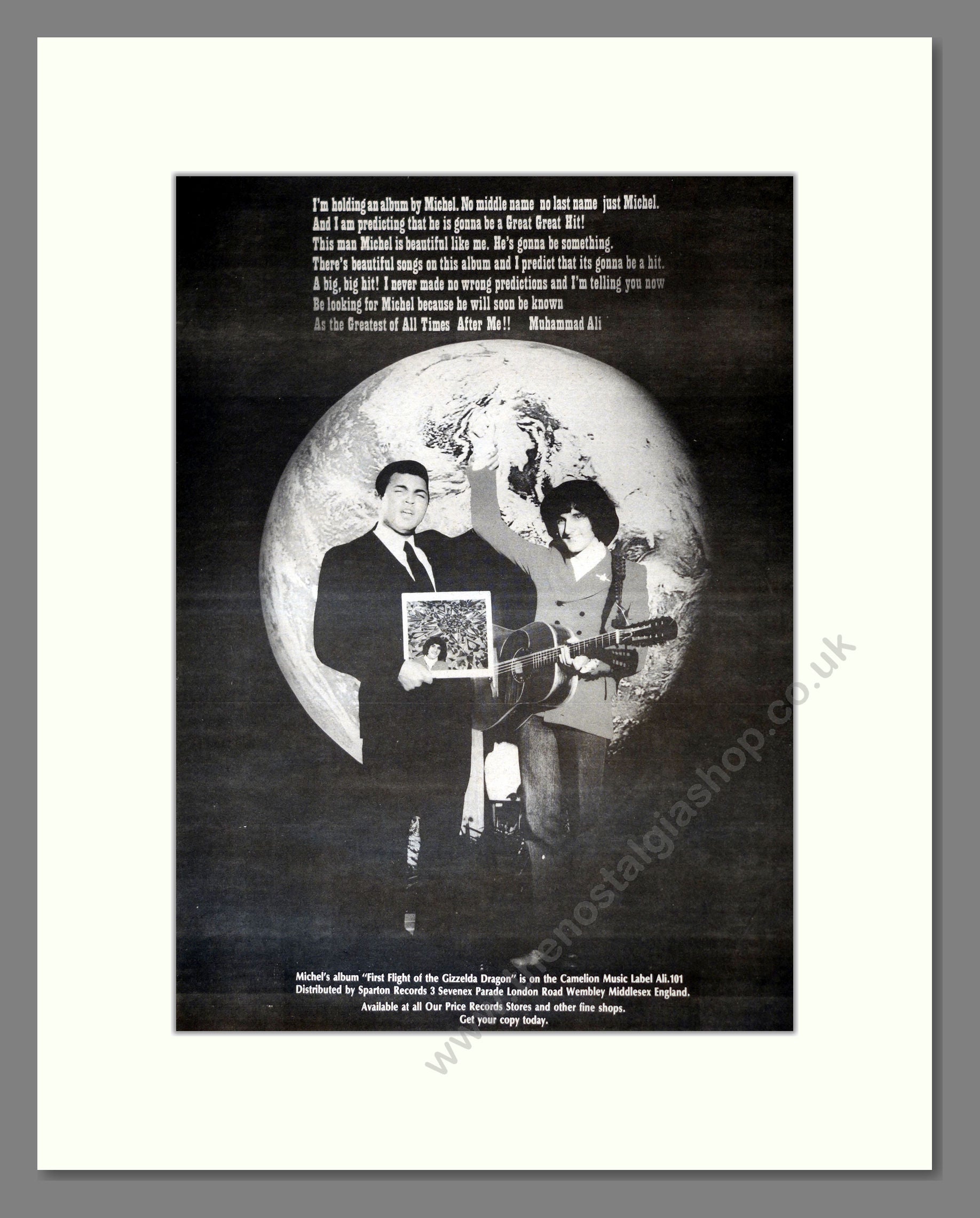 Muhammad Ali Introduces Michel - First Flight Of The Gizzelda Dragon. Vintage Advert 1980 (ref AD17770)