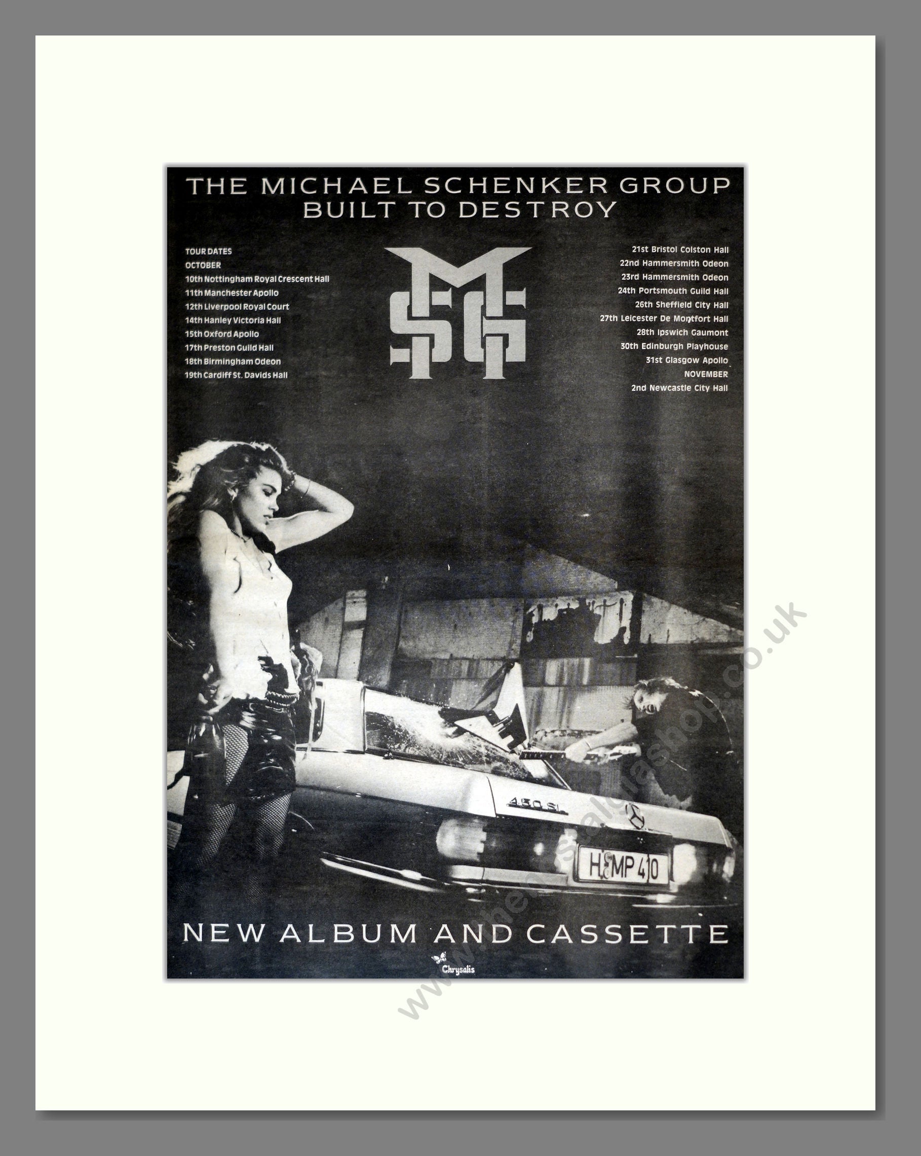 Michael Schenker Group - Built To Destroy. Vintage Advert 1983 (ref AD17772)