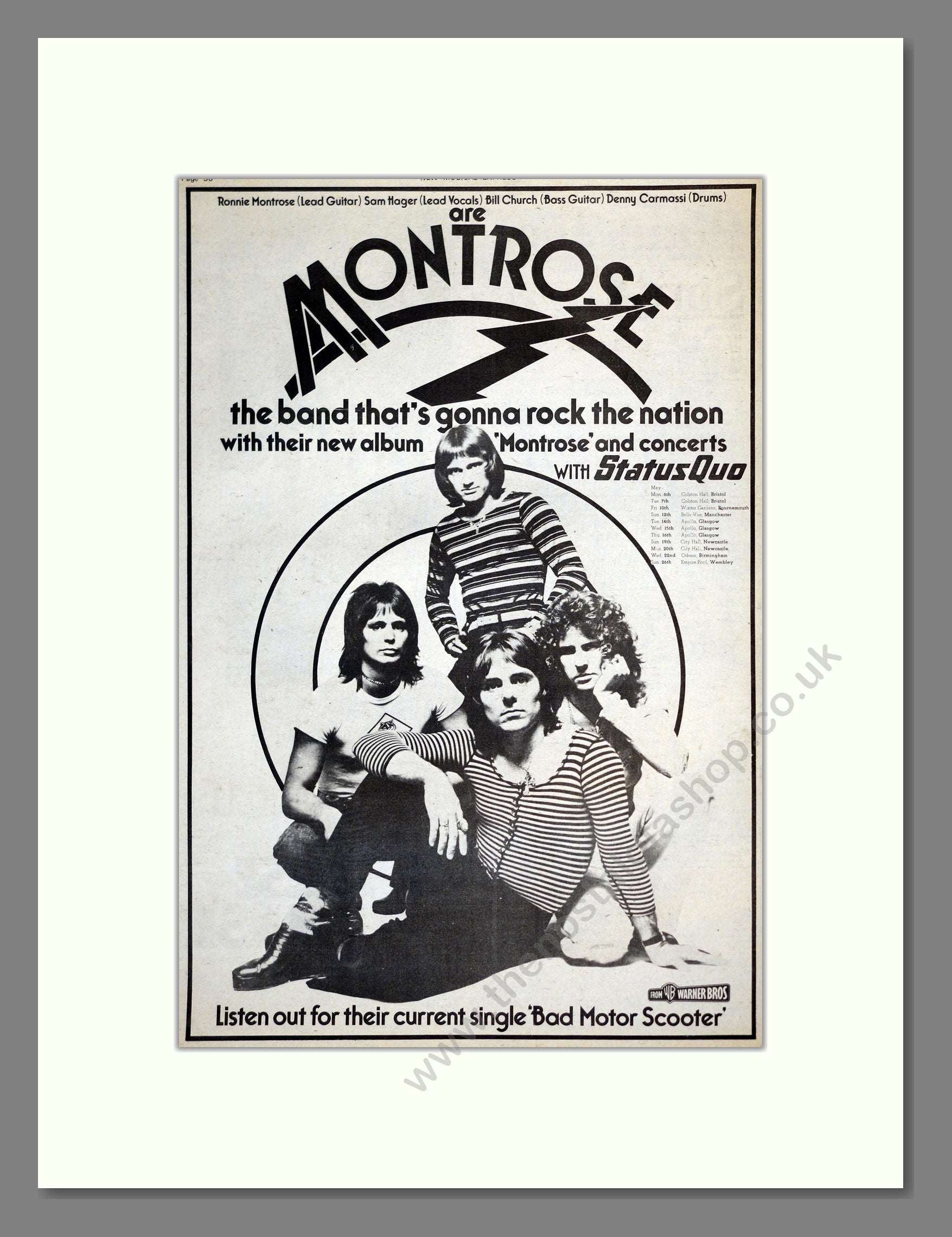 Montrose - Bad Motor Scooter. Vintage Advert 1974 (ref AD17782)