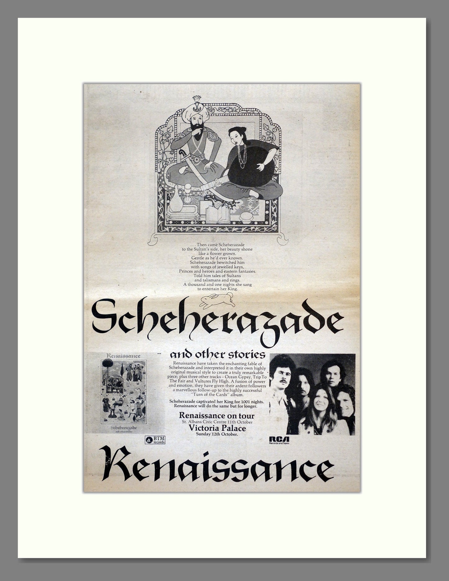 Renaissance - Scheherazade And Other Stories. Vintage Advert 1975 (ref AD17814)