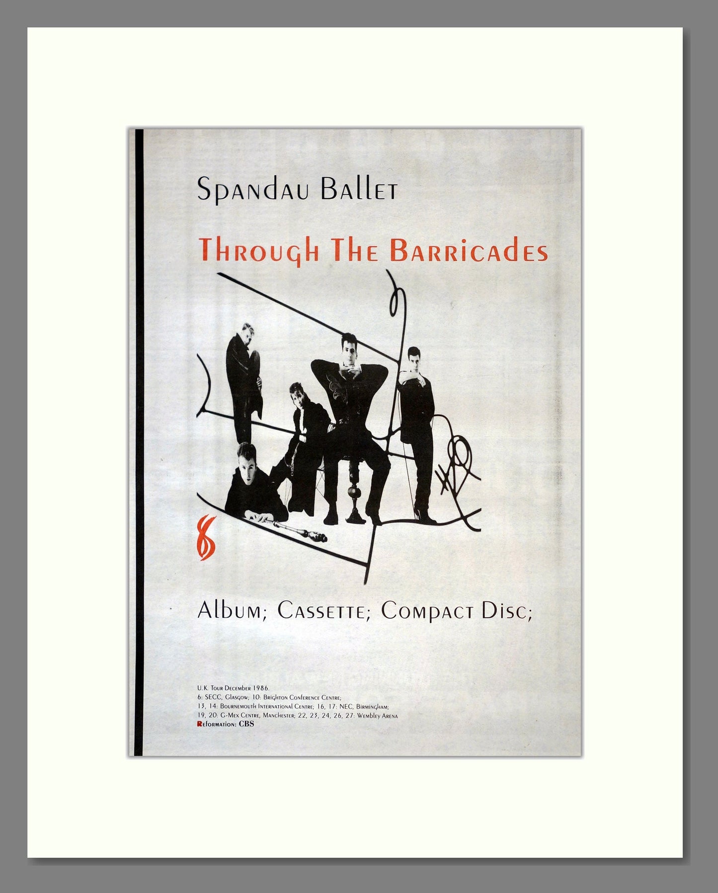 Spandau Ballet - Through The Barricades. Vintage Advert 1986 (ref AD17823)