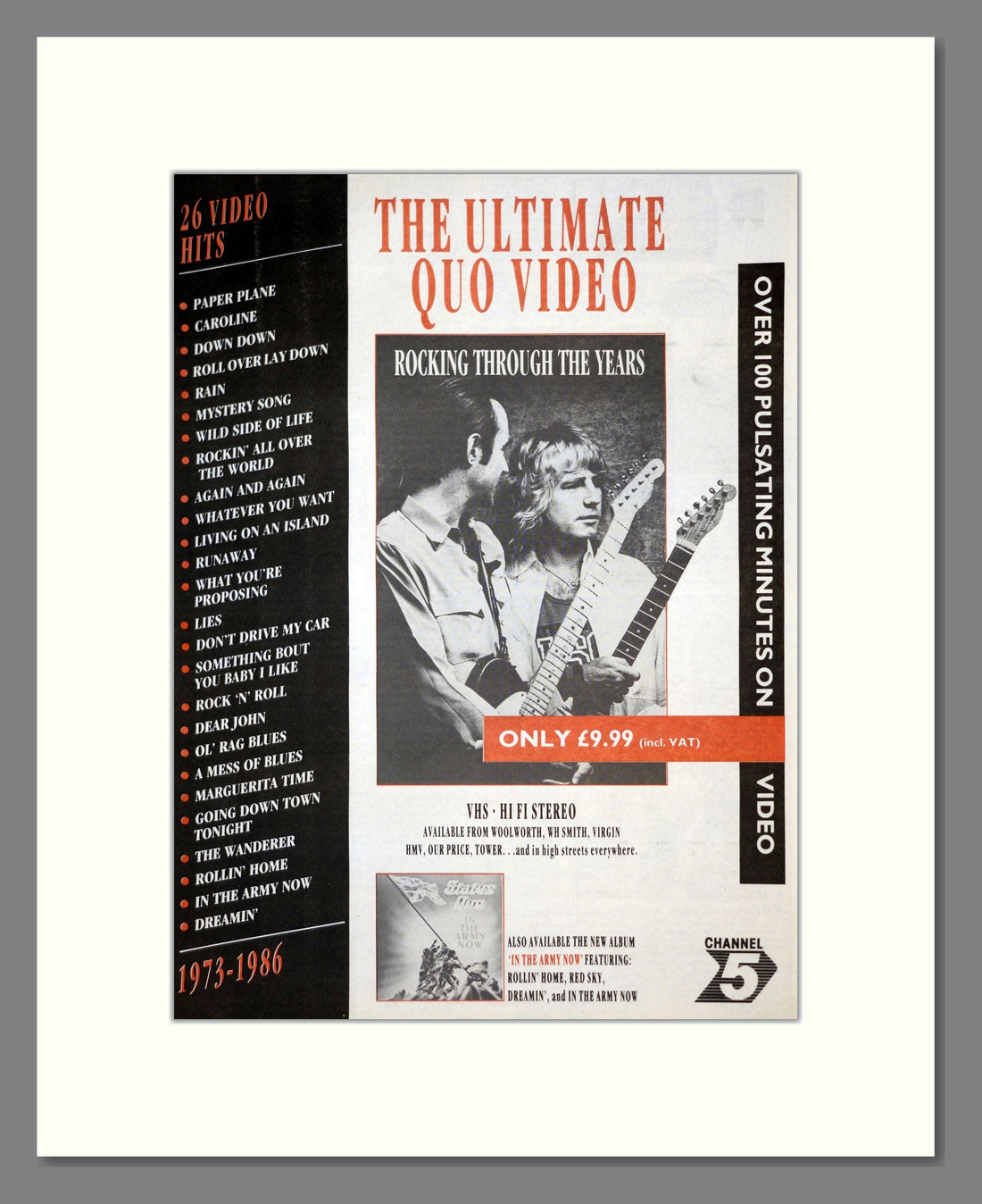 Status Quo - Rocking Through The Years. Vintage Advert 1986 (ref AD178 ...