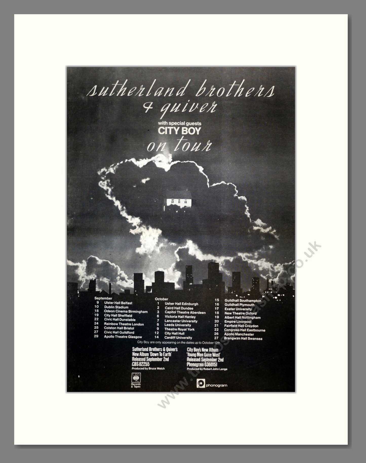 Sutherland Brothers And Quiver - UK Tour. Vintage Advert 1977 (ref AD17843)