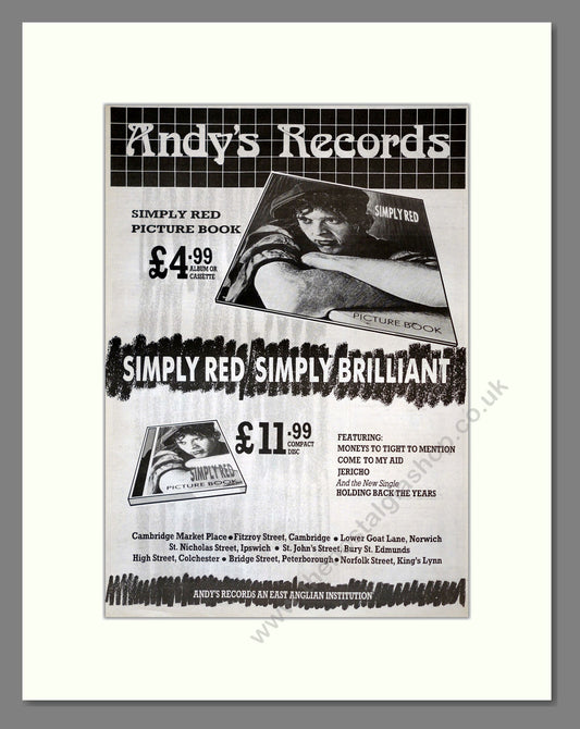 Simply Red - Picture Book. Vintage Advert 1986 (ref AD17852)