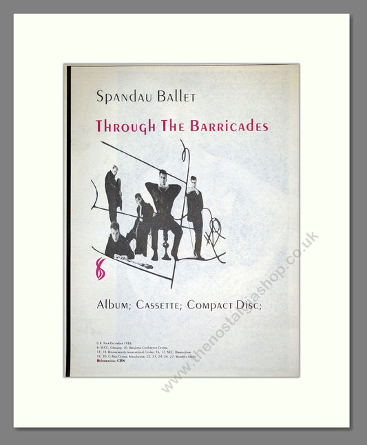 Spandau Ballet - Through The Barricades. Vintage Advert 1986 (ref AD17864)