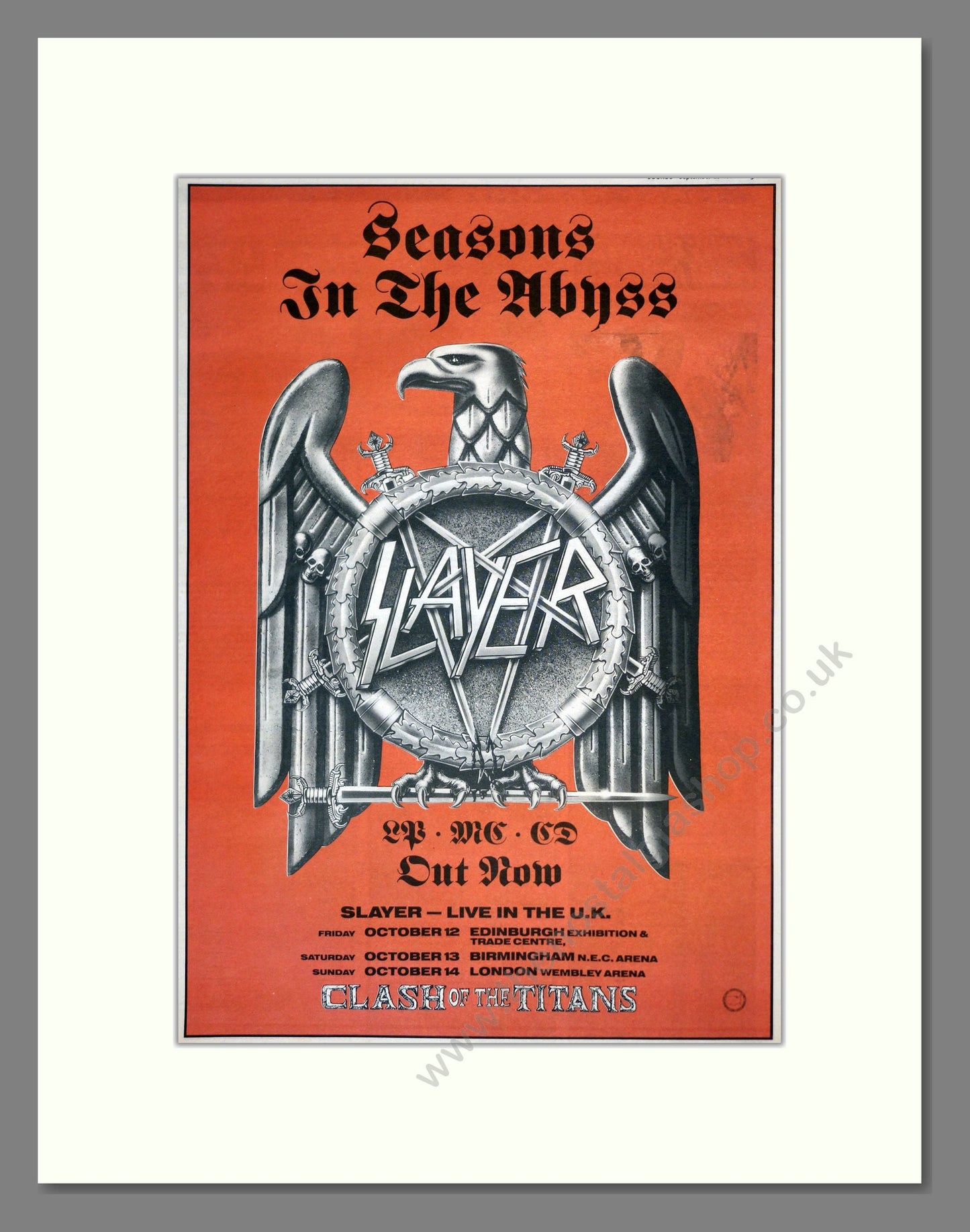 Slayer - Seasons In The Abyss. Vintage Advert 1990 (ref AD17869)