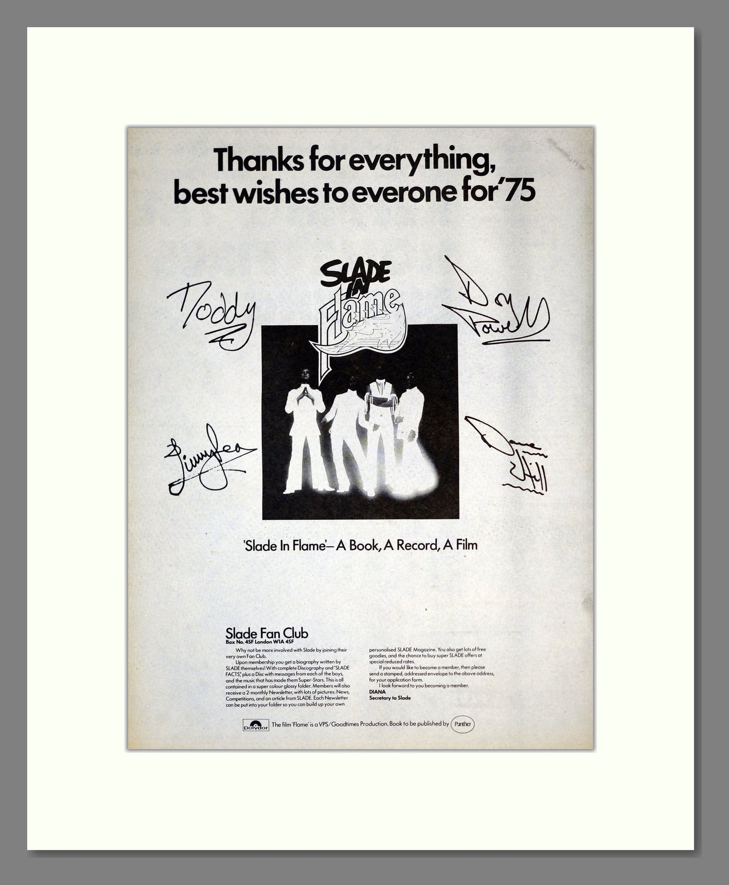 Slade - In Flame. Vintage Advert 1975 (ref AD17877)