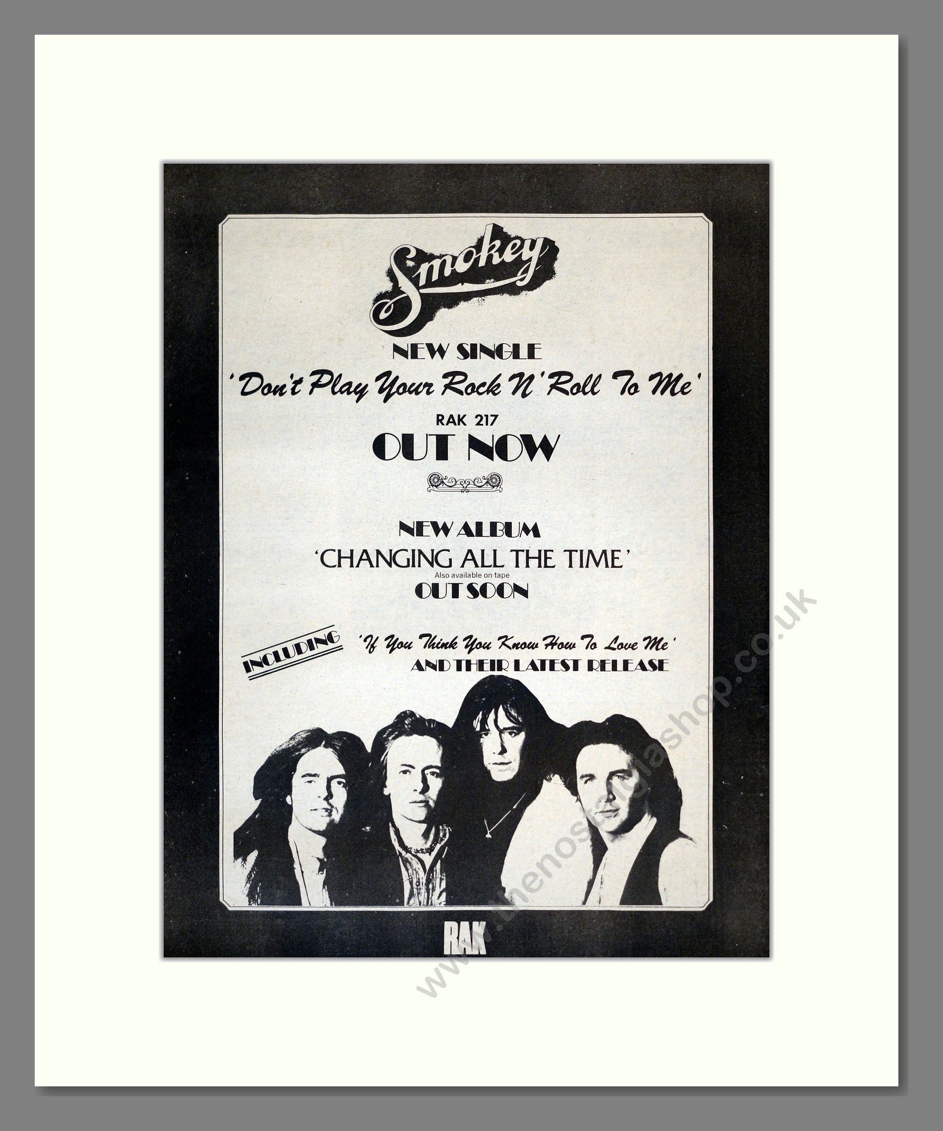 Smokey - Don't Play Your Rock N Roll To Me. Vintage Advert 1975 (ref AD17881)