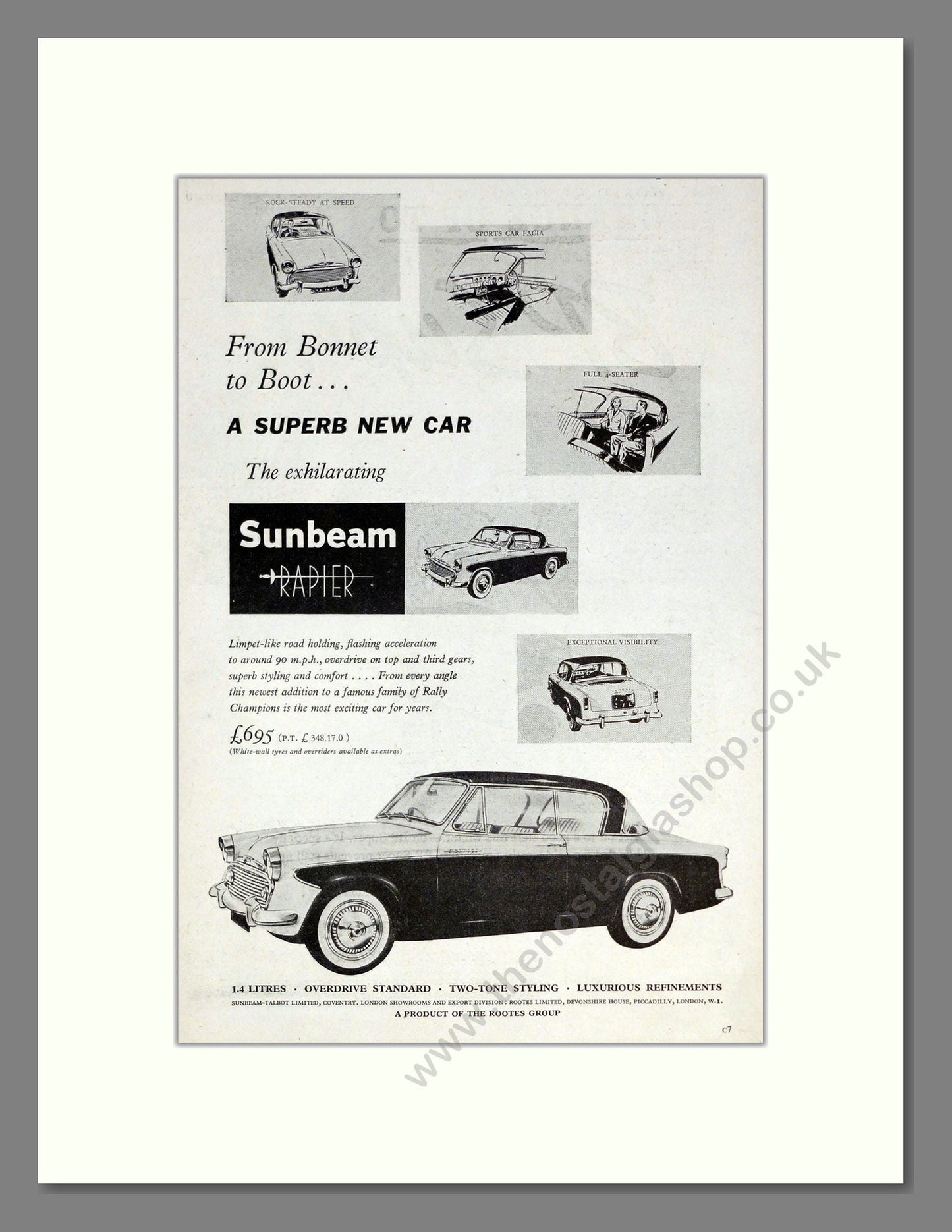 Sunbeam - Rapier. Vintage Advert 1955 (ref AD61835)