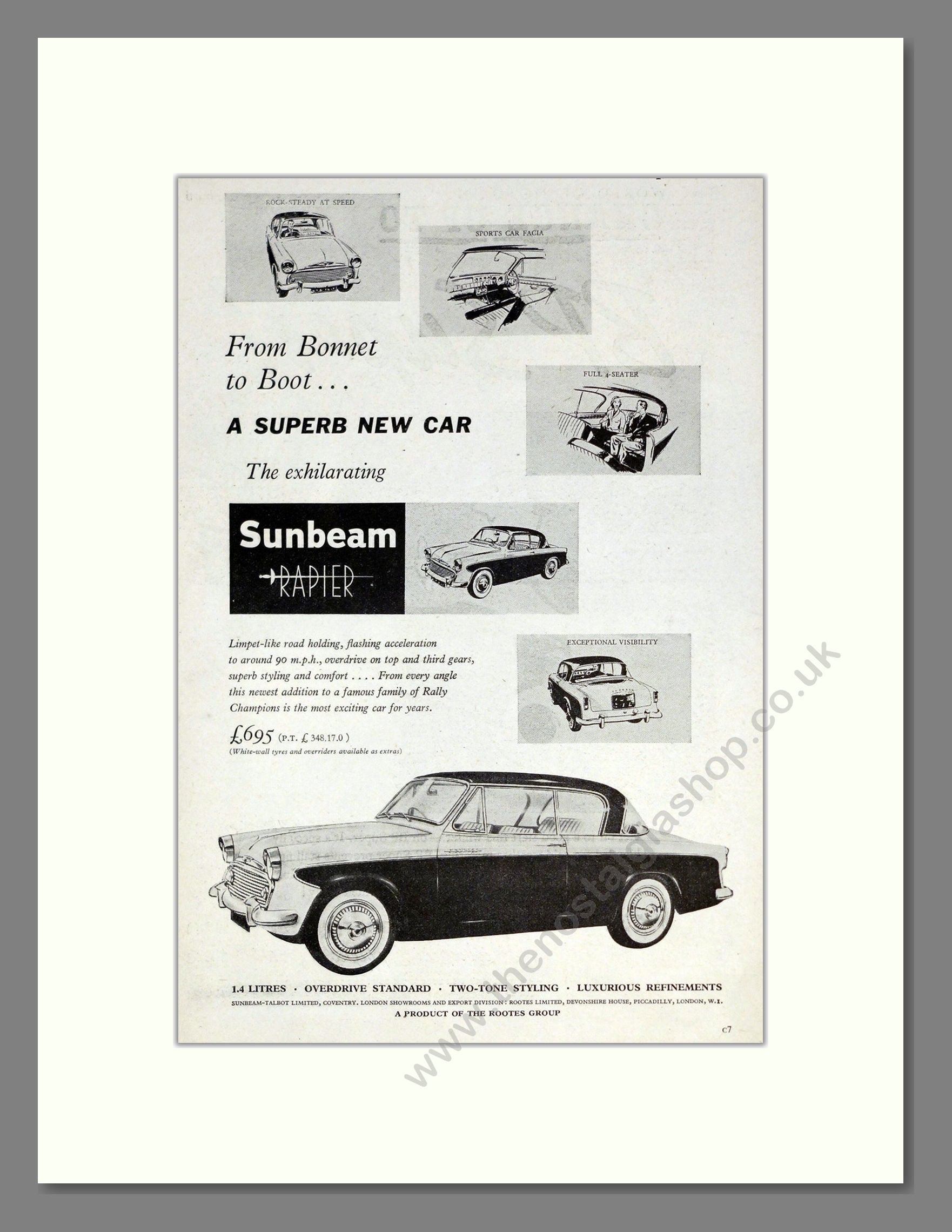 Sunbeam - Rapier. Vintage Advert 1955 (ref AD61835)