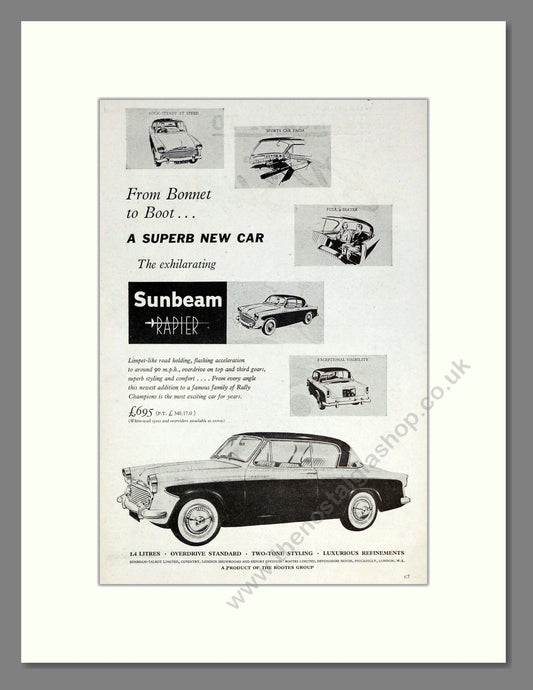 Sunbeam - Rapier. Vintage Advert 1955 (ref AD61835)