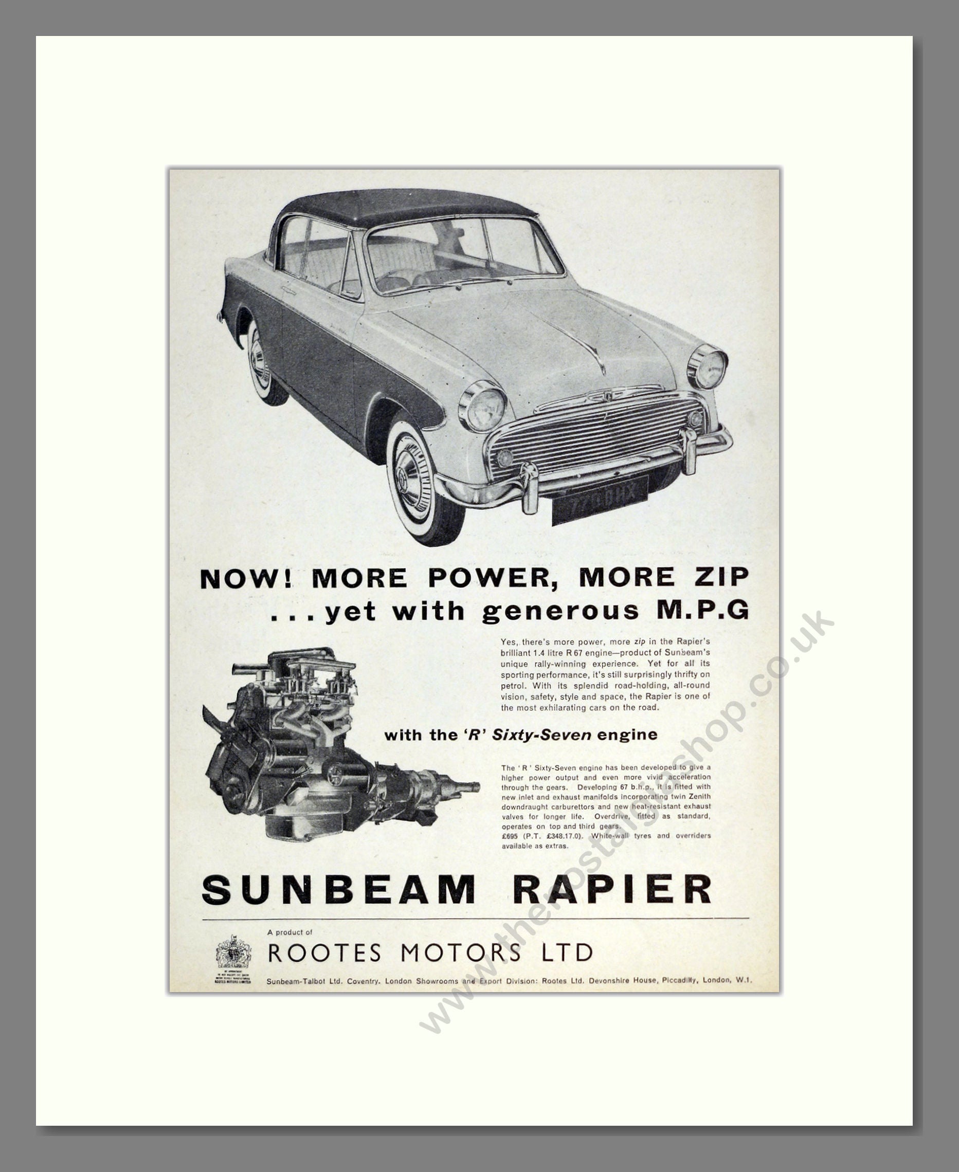 Sunbeam - Rapier. Vintage Advert 1957 (ref AD61838)