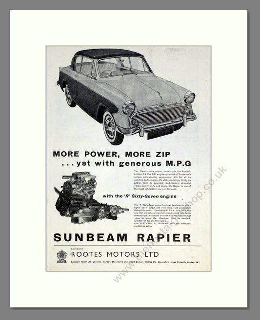 Sunbeam - Rapier. Vintage Advert 1957 (ref AD61839)