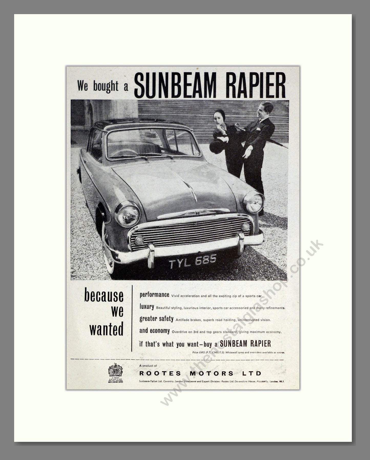 Sunbeam - Rapier. Vintage Advert 1957 (ref AD61842)