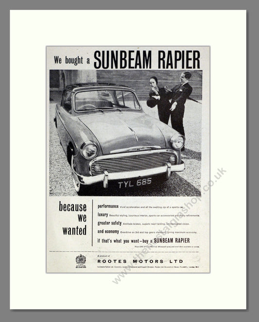 Sunbeam - Rapier. Vintage Advert 1957 (ref AD61842)