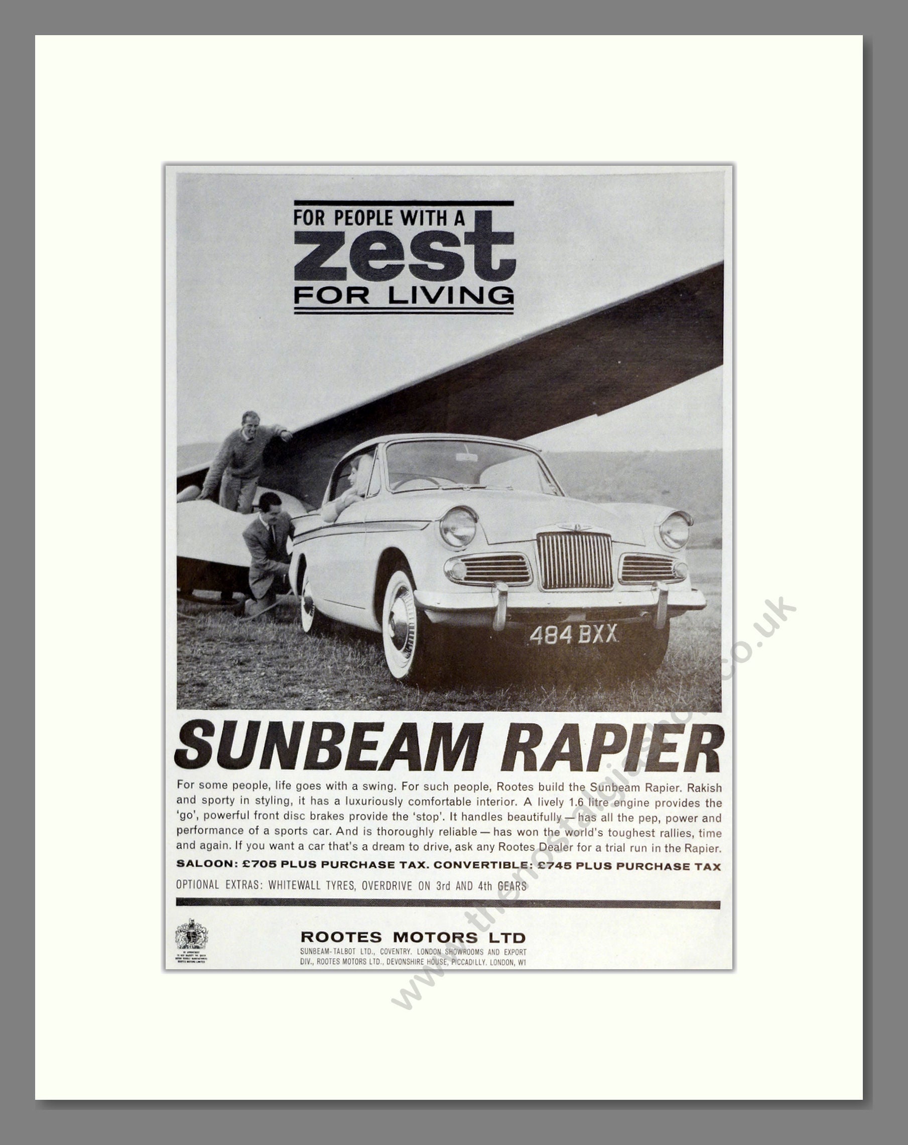 Sunbeam - Rapier. Vintage Advert 1962 (ref AD61844)