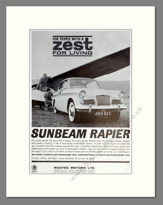 Sunbeam - Rapier. Vintage Advert 1962 (ref AD61844)