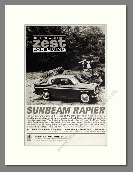 Sunbeam - Rapier. Vintage Advert 1963 (ref AD61845)
