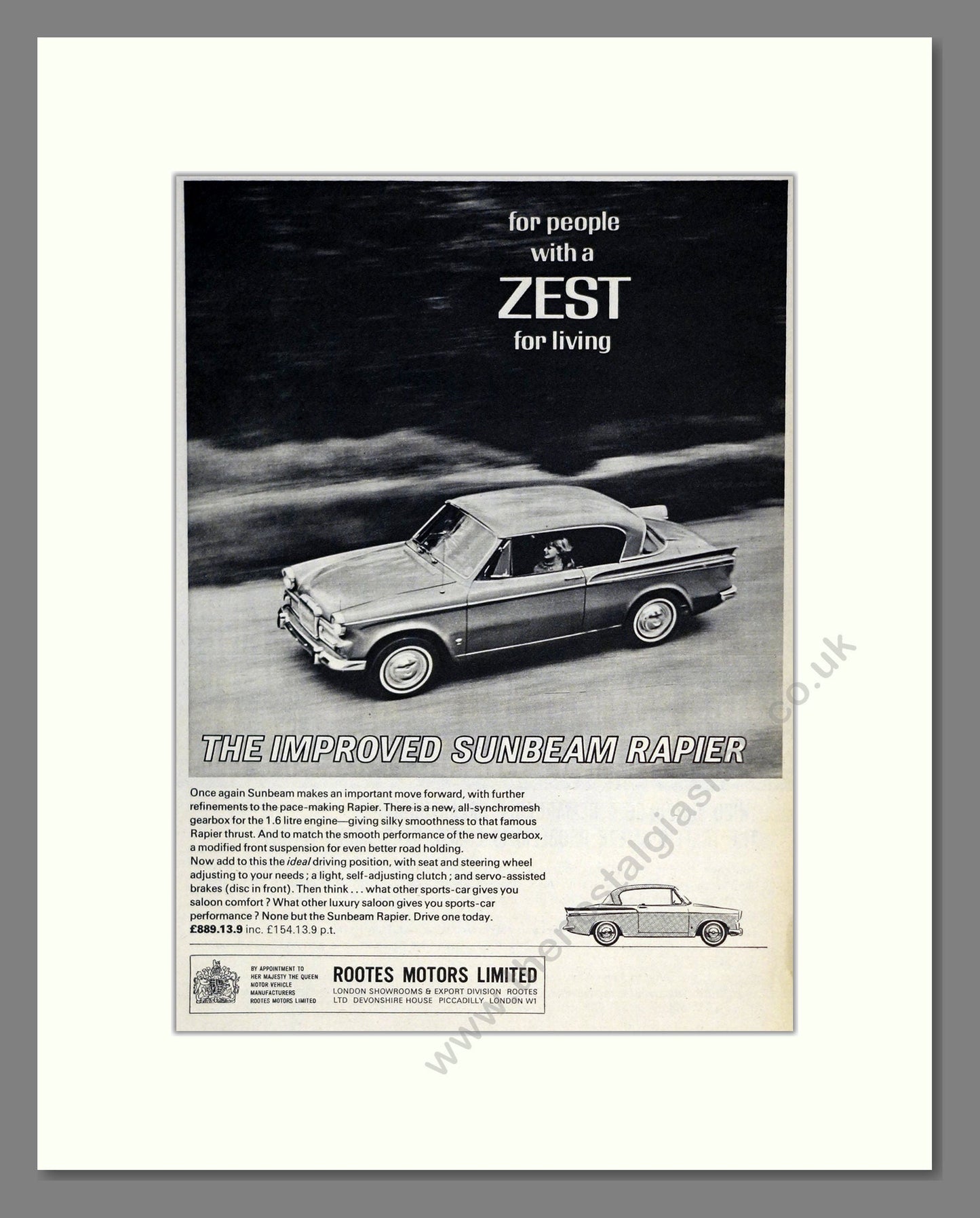 Sunbeam - Rapier. Vintage Advert 1964 (ref AD61847)