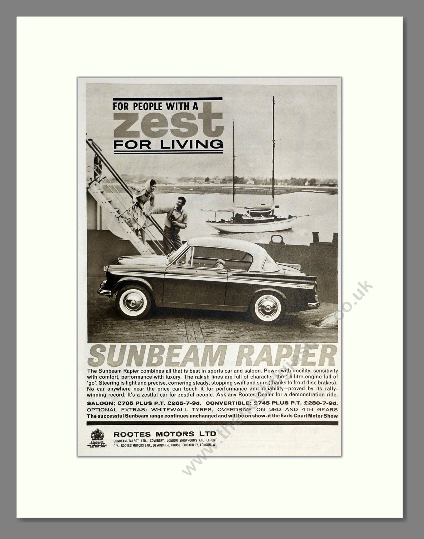 Sunbeam - Rapier. Vintage Advert 1962 (ref AD61849)