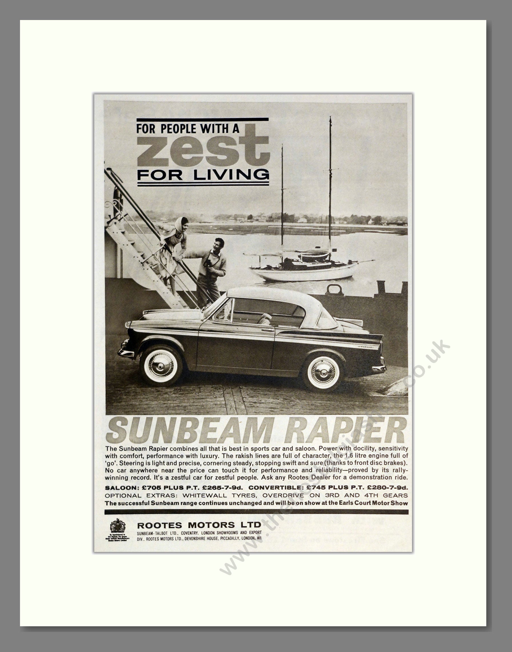 Sunbeam - Rapier. Vintage Advert 1962 (ref AD61849)