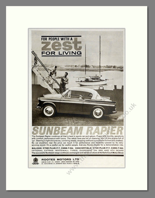Sunbeam - Rapier. Vintage Advert 1962 (ref AD61849)