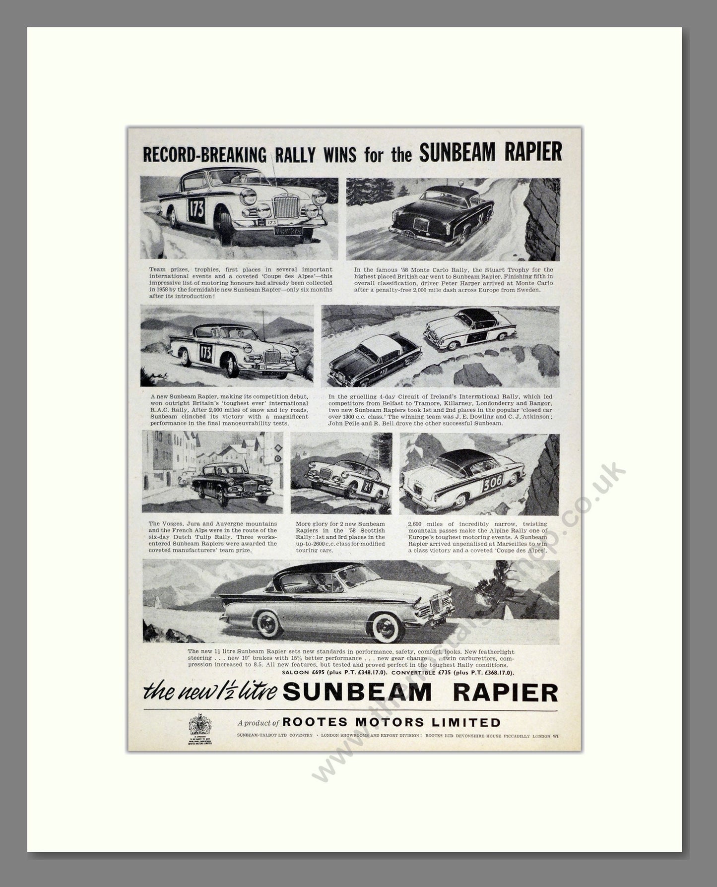 Sunbeam - Rapier. Vintage Advert 1959 (ref AD61850)
