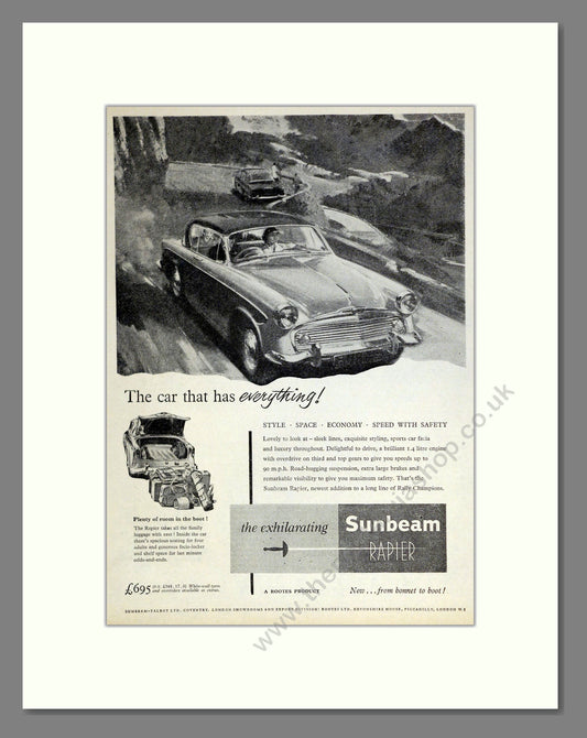 Sunbeam - Rapier. Vintage Advert 1956 (ref AD61852)