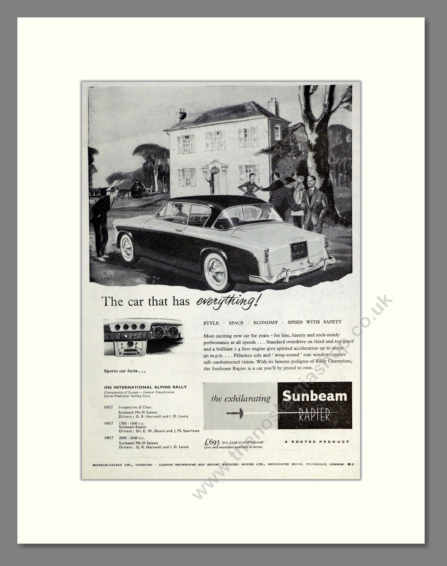 Sunbeam - Rapier. Vintage Advert 1956 (ref AD61853)