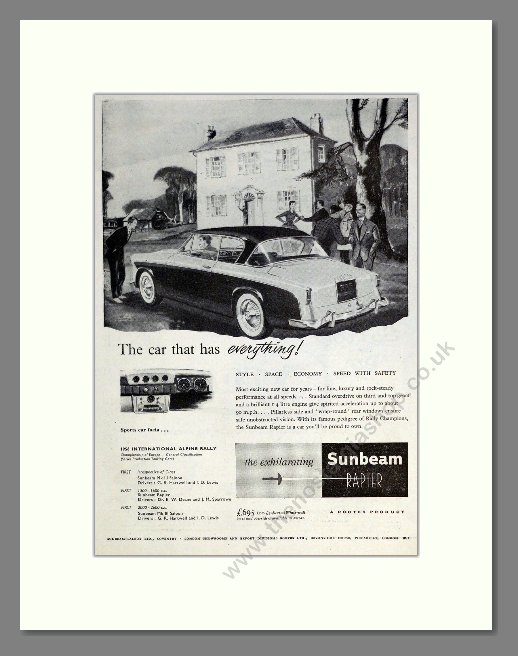 Sunbeam - Rapier. Vintage Advert 1956 (ref AD61853)