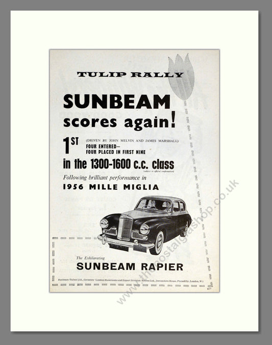 Sunbeam - Rapier. Vintage Advert 1956 (ref AD61857)