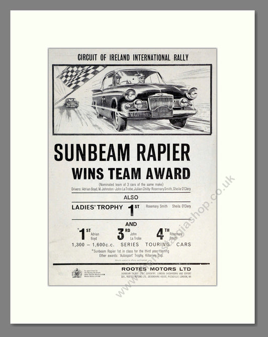 Sunbeam - Rapier. Vintage Advert 1963 (ref AD61860)